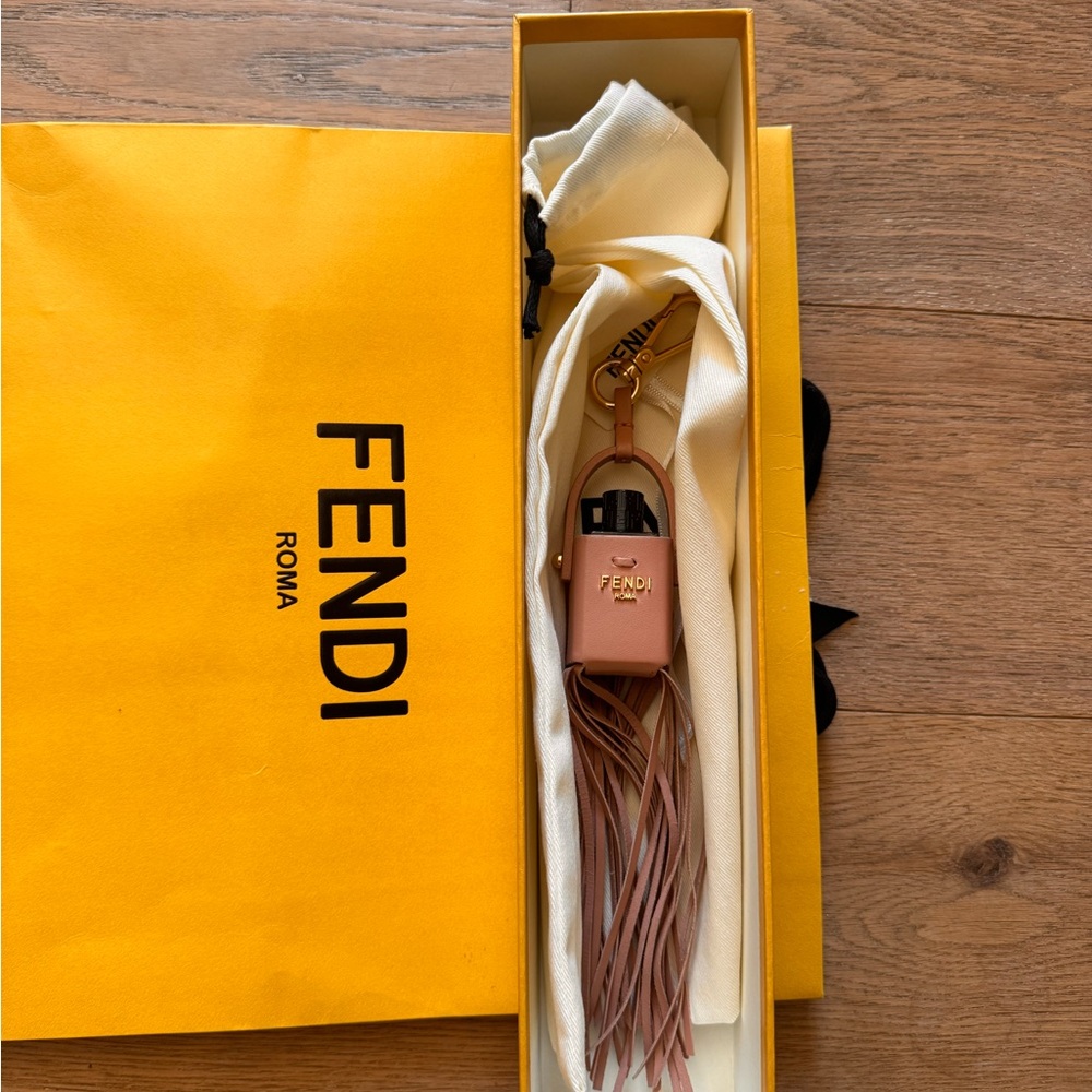 Fendi Blush Leather Fringe Keychain